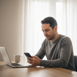 Usuario contactando a su banco para aclarar un cargo no reconocido.