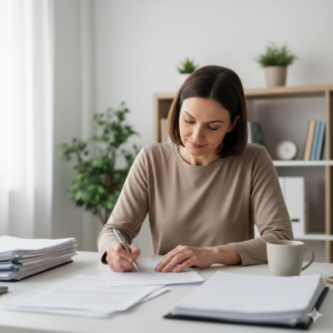 Usuario completando un formulario de aclaración bancaria.