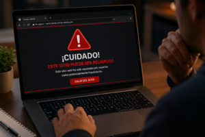 alerta fraude internet advertencia pantalla compra riesgo