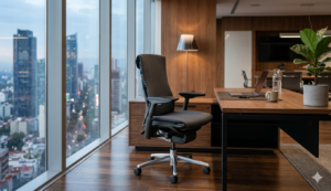 Silla ergonómica moderna en oficina corporativa profesional