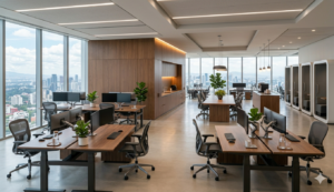 Oficina moderna equipada con sillas ergonómicas